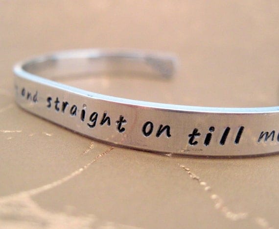 Peter Pan Bracelet - Second Star to the Right - Hand Stamped Aluminum Cuff - customizable