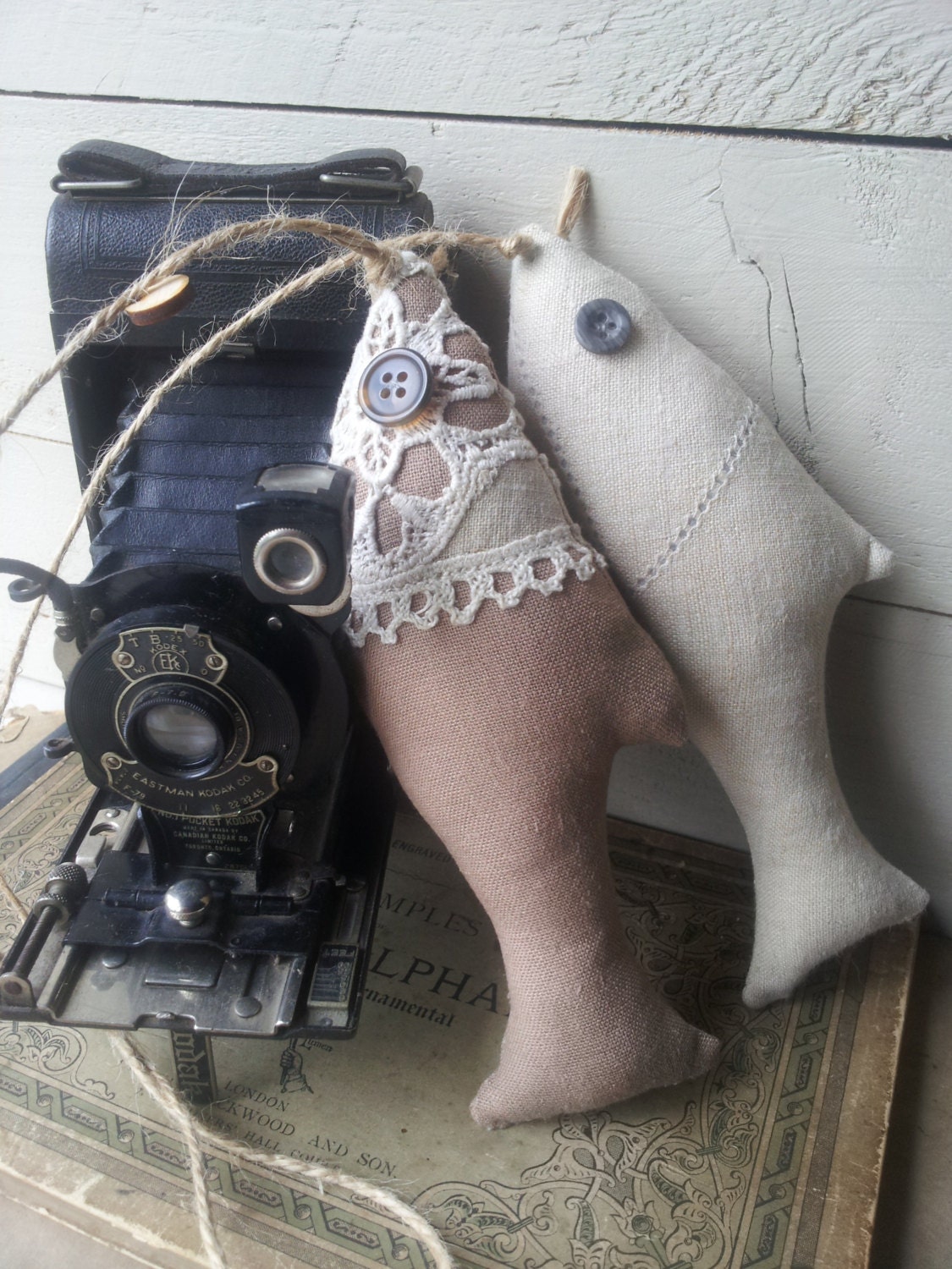Vintage lace fish decoration. OOAK.