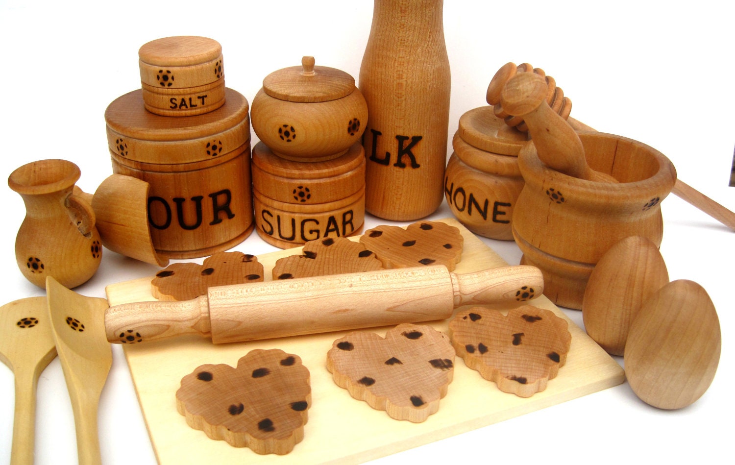 Deluxe edition Natural wooden Cookie Baking set for Play Kitchen