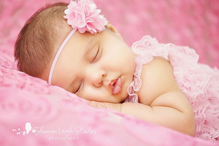 Baby Headband Baby Pink Mini Satin Mesh Flower Headband Newborn Photo Prop Available in Tons of Colors