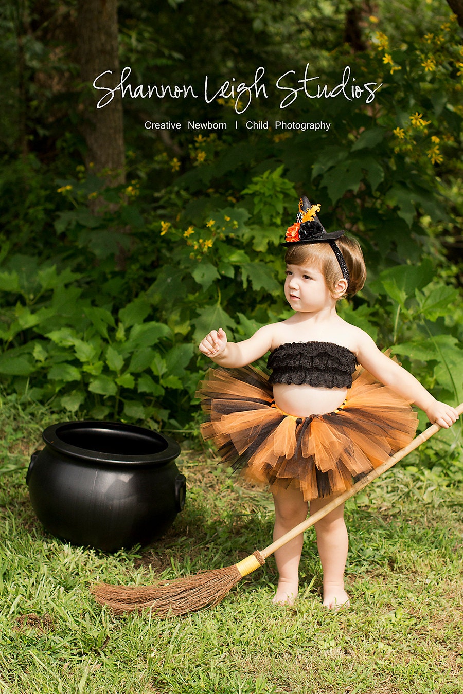 Halloween Costume Tutu Sweet And Spooky Tutu Costume Newborn-2T Black And Orange Tutu With Matching Mini Witch Hat