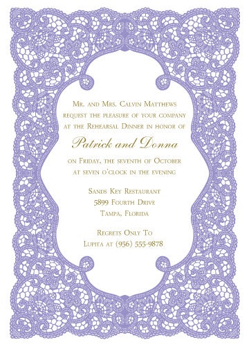 Vintage Lace Invitation - Purple