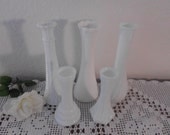 Vintage White Milk Glass Vases Wedding Instant Collection Set of Ten Cottage Home Decor Rustic Country Farmhouse Centerpiece Decoration