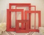 Red Shabby Chic Picture Frames Distressed Rustic Cabin Home Decor Christmas Wedding Decoration