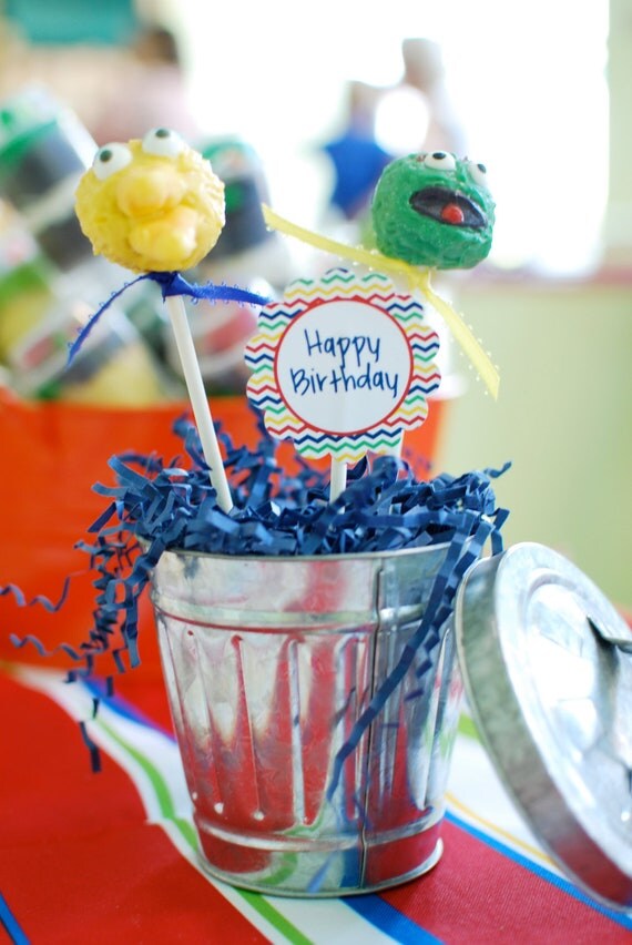 SESAME STREET Inspired Birthday - Printable Party Circles - Libby Lane Press Il_570xn