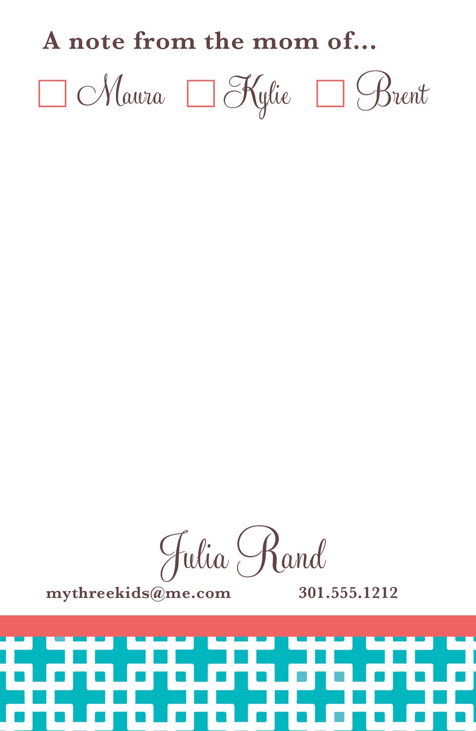 Personalized MOM NOTEPADS, A note from Mom - printed pads by Libby Lane Press