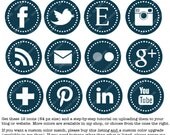 Round Web & Blog Buttons: Set of 12 Social Media Buttons Customized to your Blog