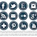 Round Web & Blog Buttons: Set of 12 Social Media Buttons Customized to your Blog