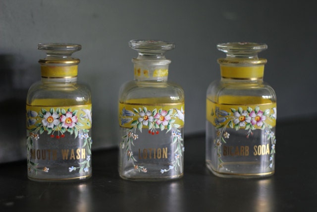Antique Vanity/Toiletry Bottles, Set of 3