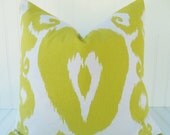 Green Pillow - 18 x 18 inch Throw Pillow - Green Ikat Pillow Cover