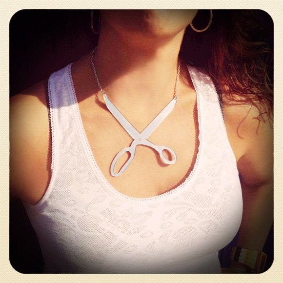 Scissors Necklace - Mirrored Perspex  - Made in England