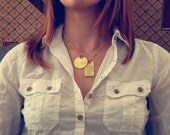 Geometric Necklace, Circle Hand-Stamped Pendant, The Altair