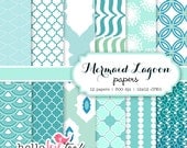INSTANT DOWNLOAD Mermaid Lagoon digital paper set