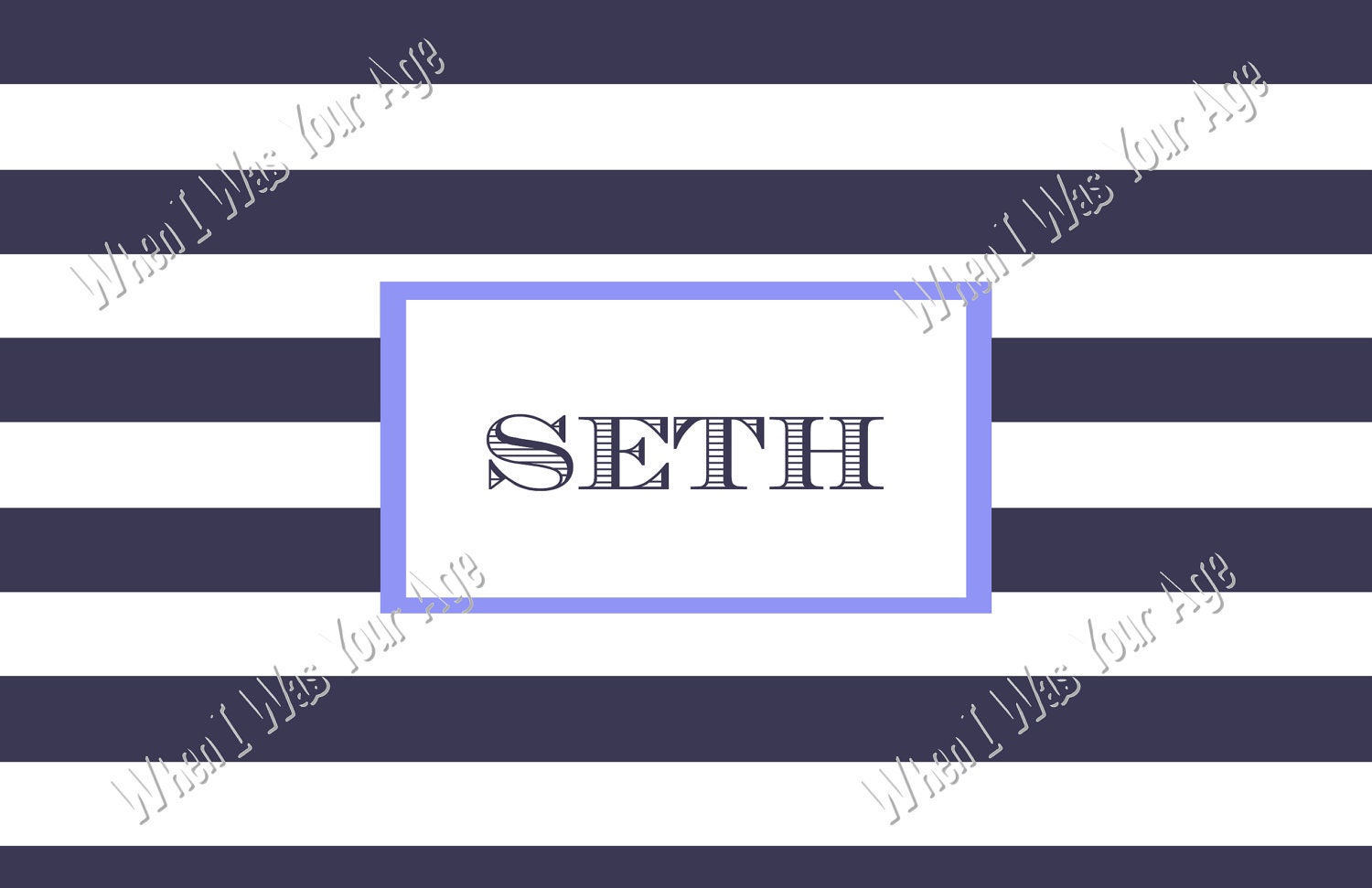 Navy & White Stripe Personalized Placemat