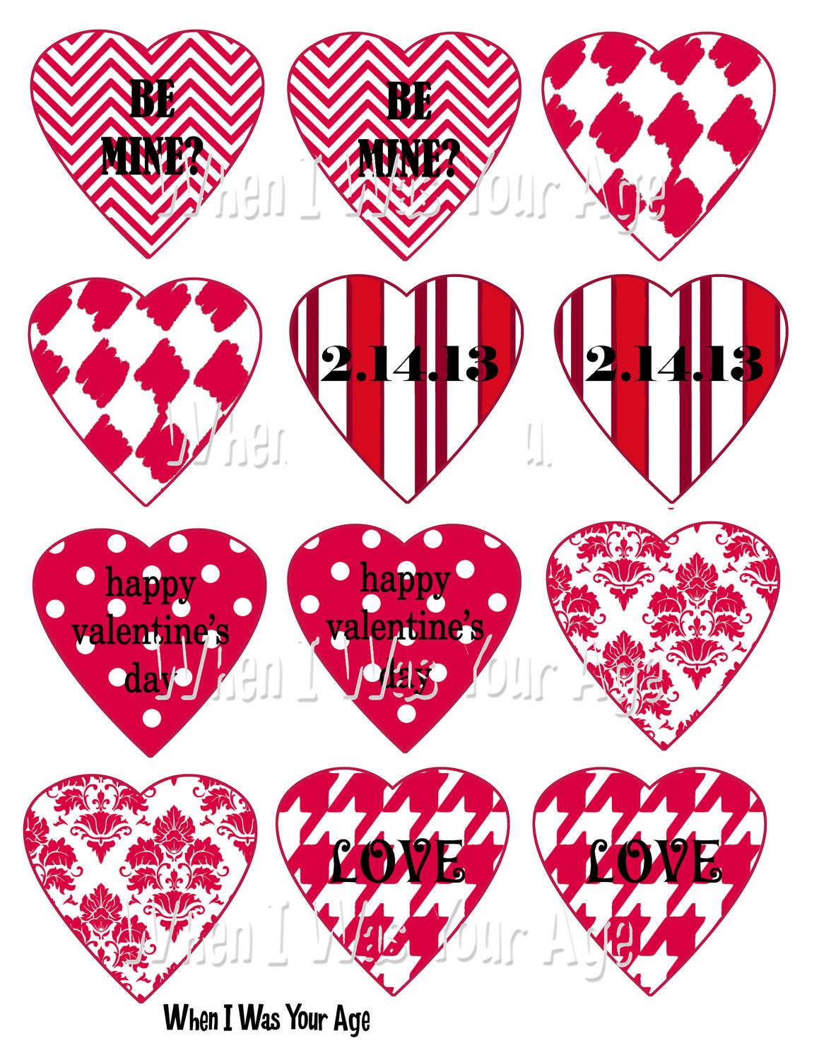 Printable Valentine Heart Cupcake Toppers Il_570xn