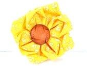Yellow Fabric Brooch --- Yellow Origami Flower Pin