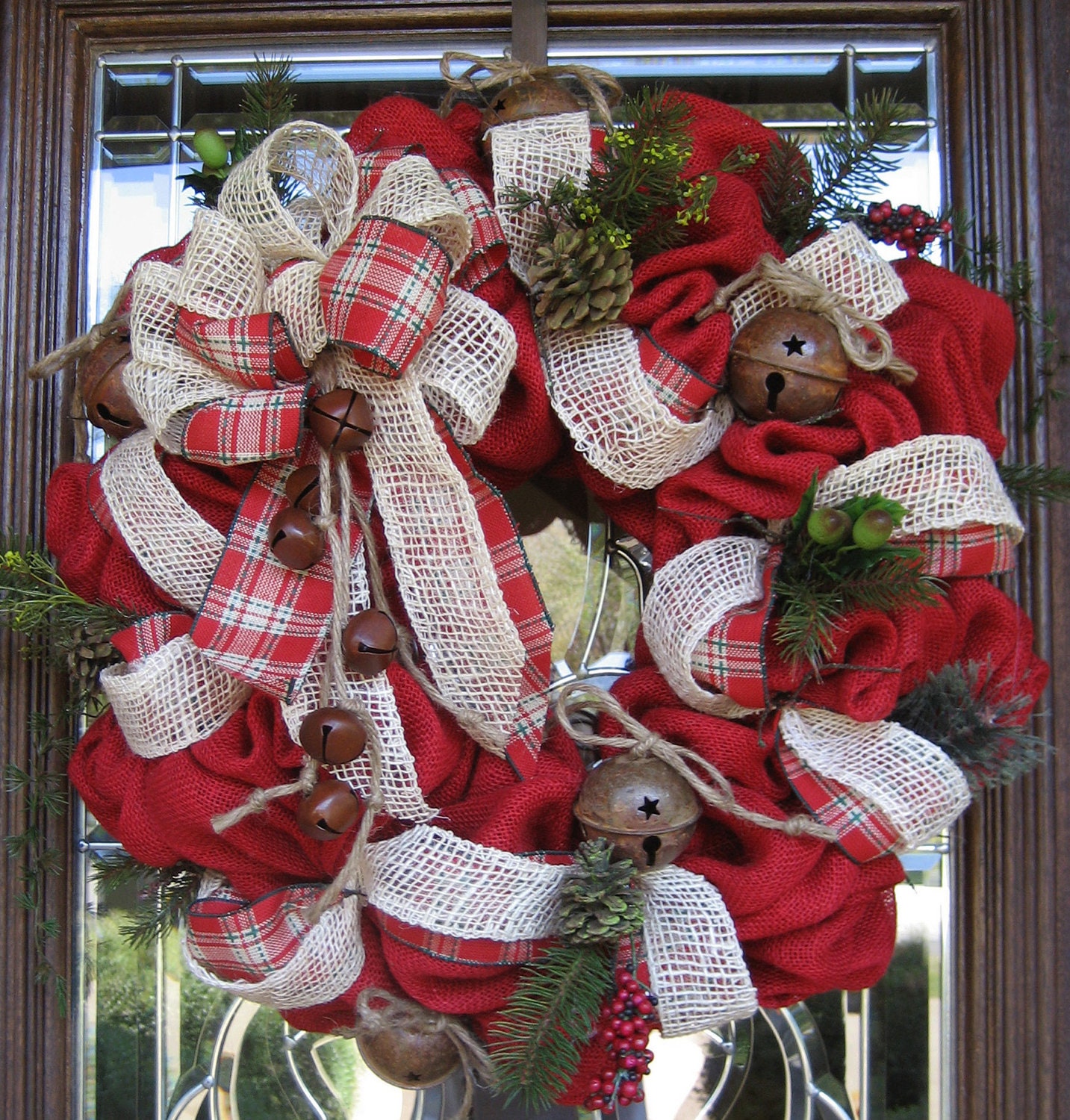 BURLAP and JINGLE BELLS Wreath
