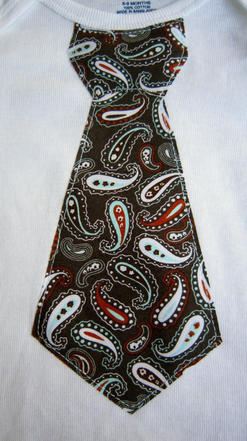 Paisley Tie Applique Onesie or Toddler T-Shirt