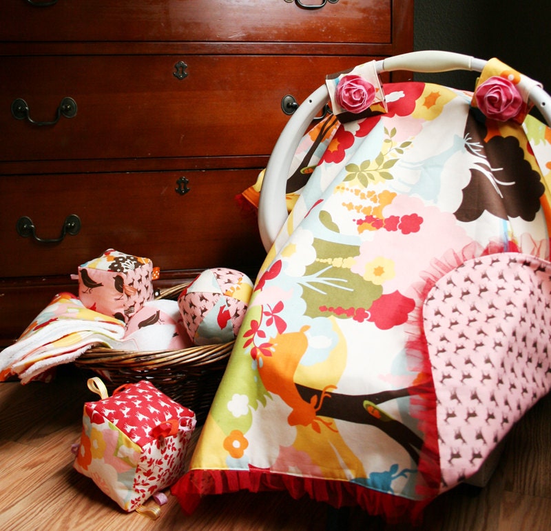 PDF Sewing Pattern "Oh Baby" Car Seat Canopy Cover, Baby Toys, Burp Cloths Tutorial