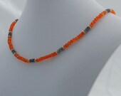 Labradorite, Carnelian & Sterling Silver  Necklace - July Birthstone - Statement Necklace - Gemstone Necklace - Strand Necklace