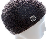 Women's crochet hat, chocolate brown beanie hat, vegan hat, extra small to small hat