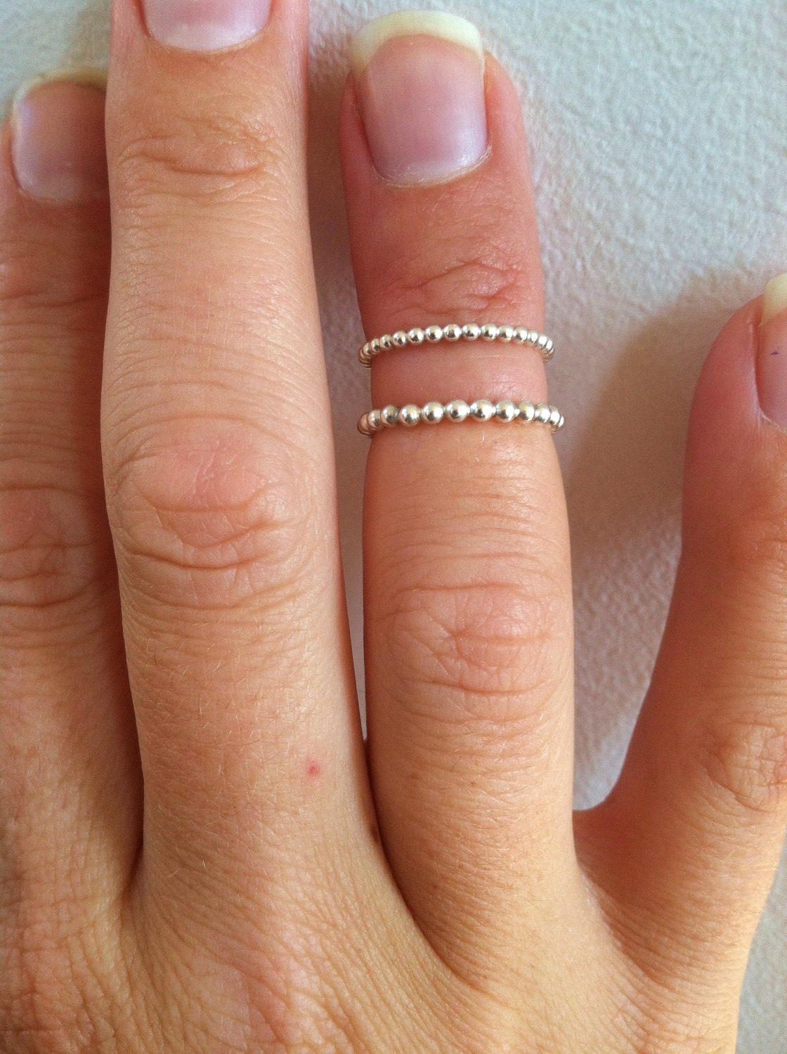 1 Beaded Layering Sterling Silver Knuckle Ring- any size
