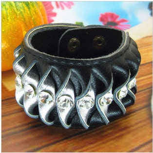 fashion Adjustable Blcak Leather Crystal Woven Bracelets mens bracelet cool bracelet jewelry bracelet bangle bracelet cuff bracelet 1095S
