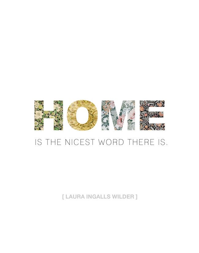 11x14 Vintage Wallpaper "Home Is The Nicest Word There Is" Print