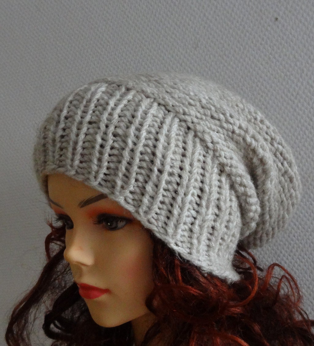 Sacking Winter Hat - Autumn Accessories - Slouchy Beanie  Women Hat  - Oversized Hat - Chunky Knit  - Mens Slouchy oatmeal color