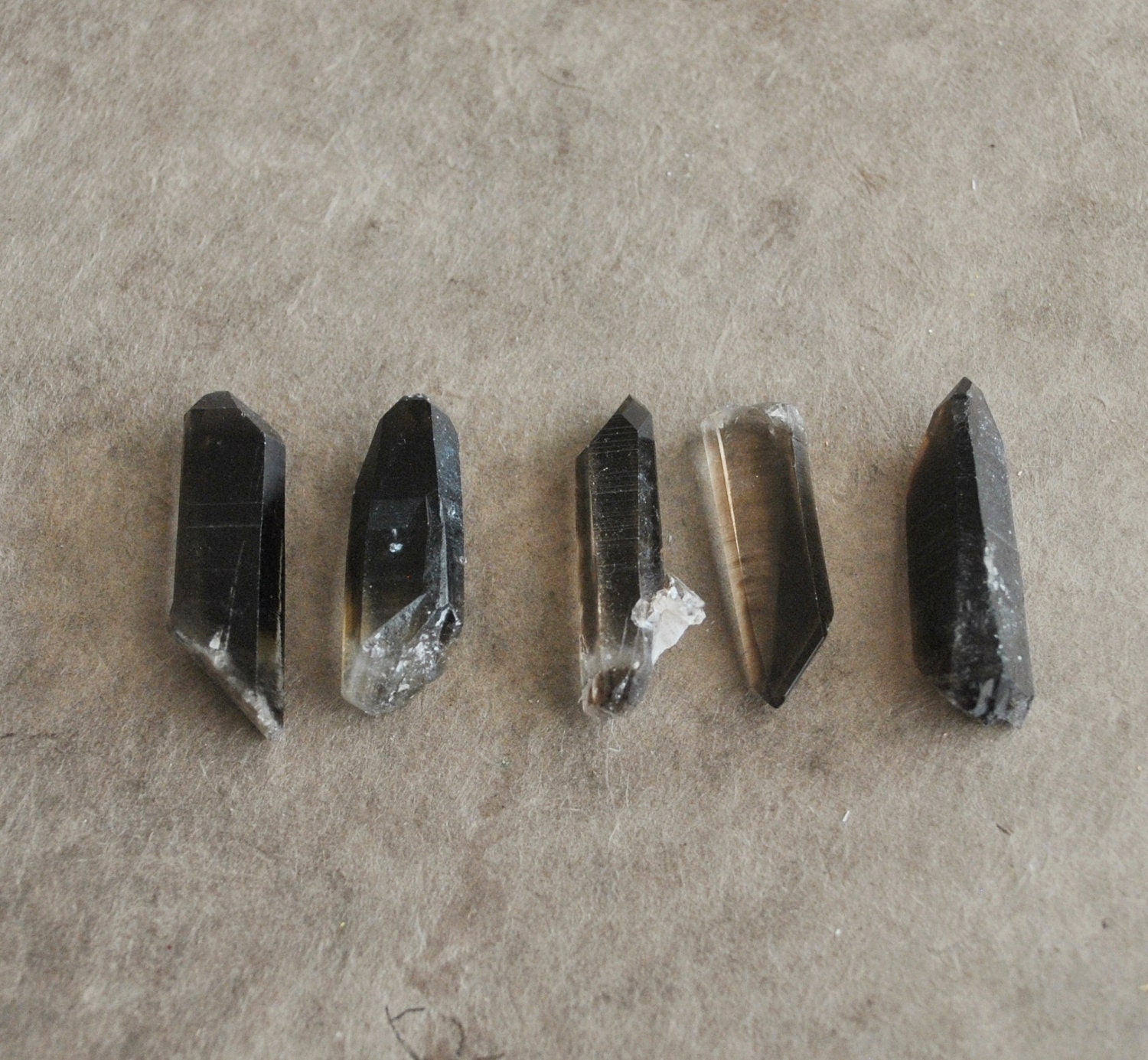 irradiated smokey quartz points from arkansas (2 pc) suitable for wire wrapping