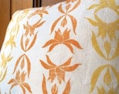Orange and Yellow Block Print 20" Pillow Cover - "Lotus"