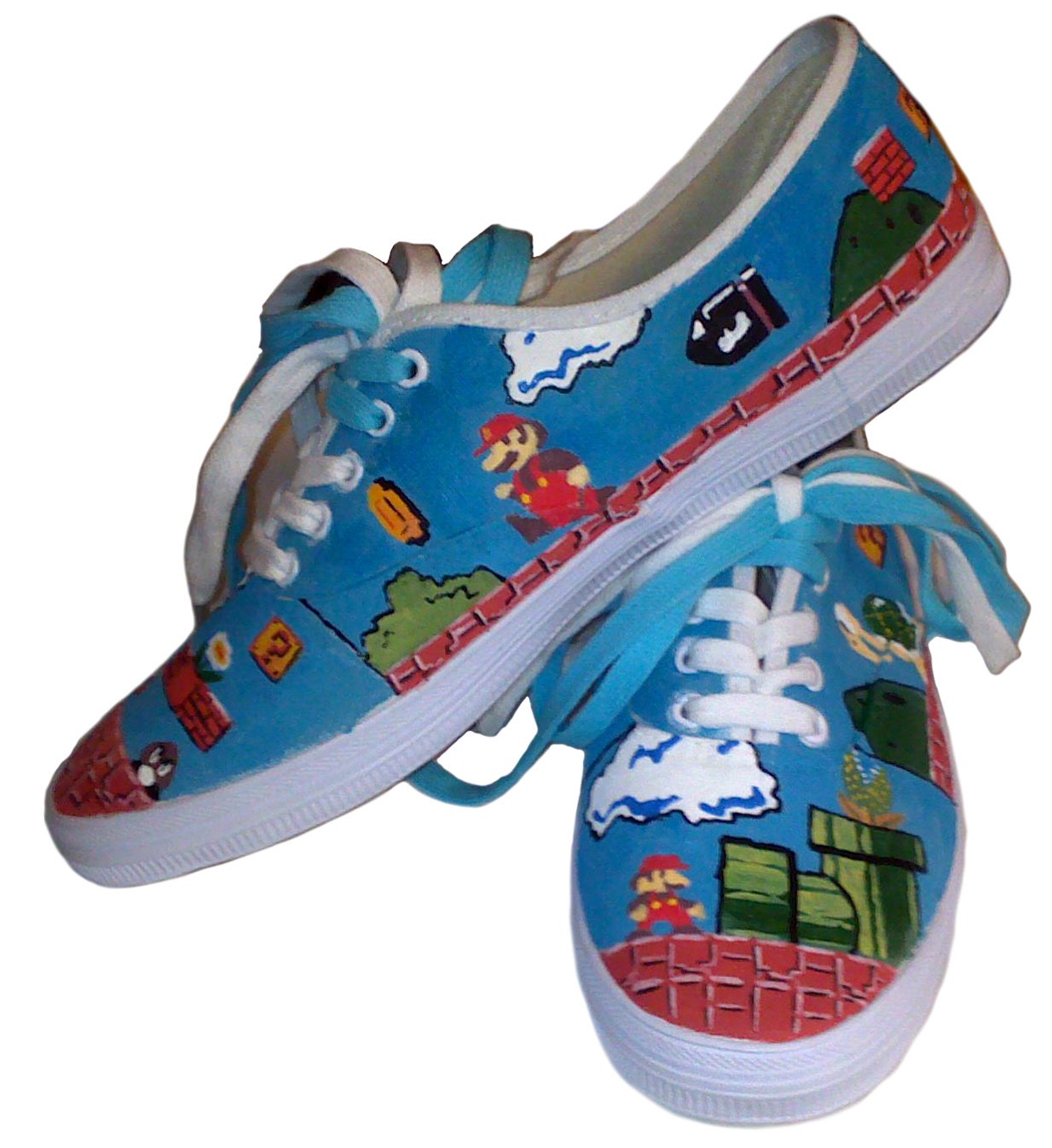 Super Mario Brothers Hand Painted Sneakers