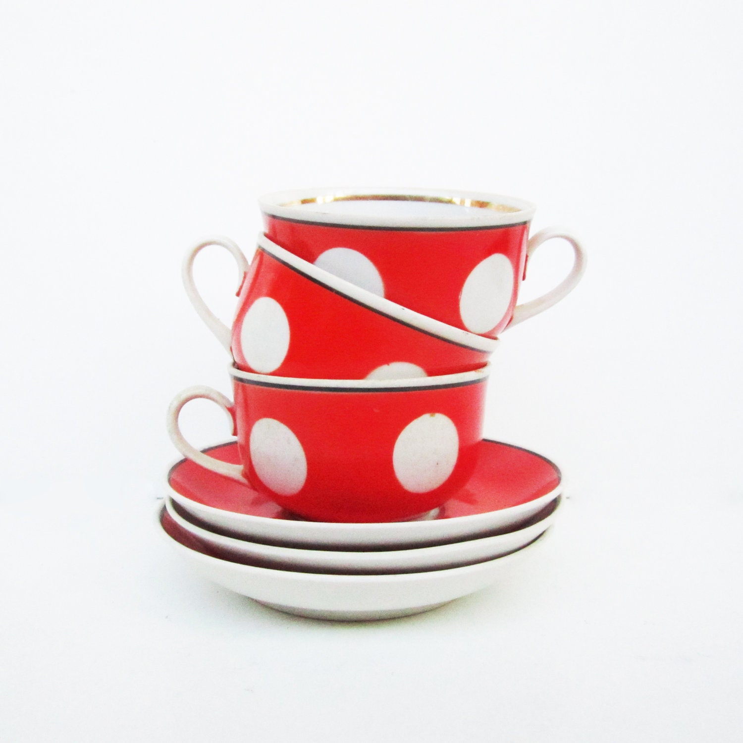 Adorable Vintage POLKA DOT CUP sets----, use fror kitchen and home decor.