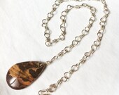 CHOCOLATE DROP- Jasper Pendant Necklace
