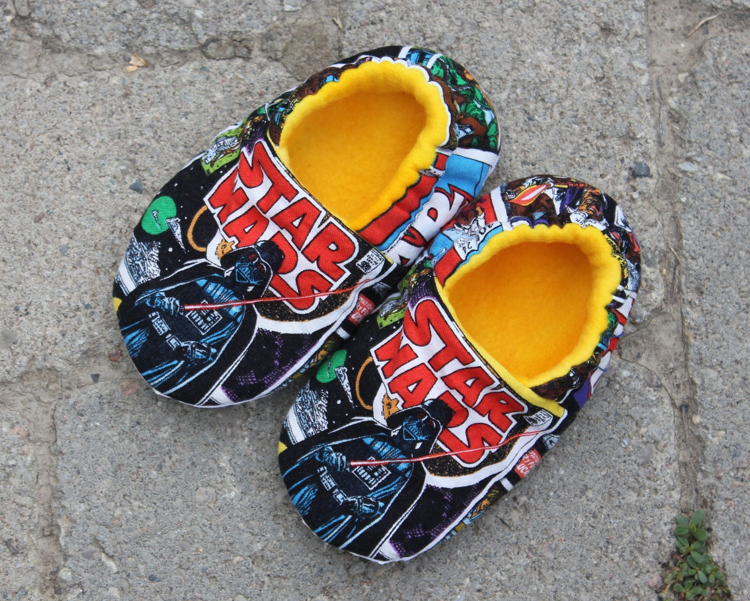 Fleece Lined Baby Shoes/TODDLER - CHILDREN slippers made with Star Wars Darth Vader Fabric