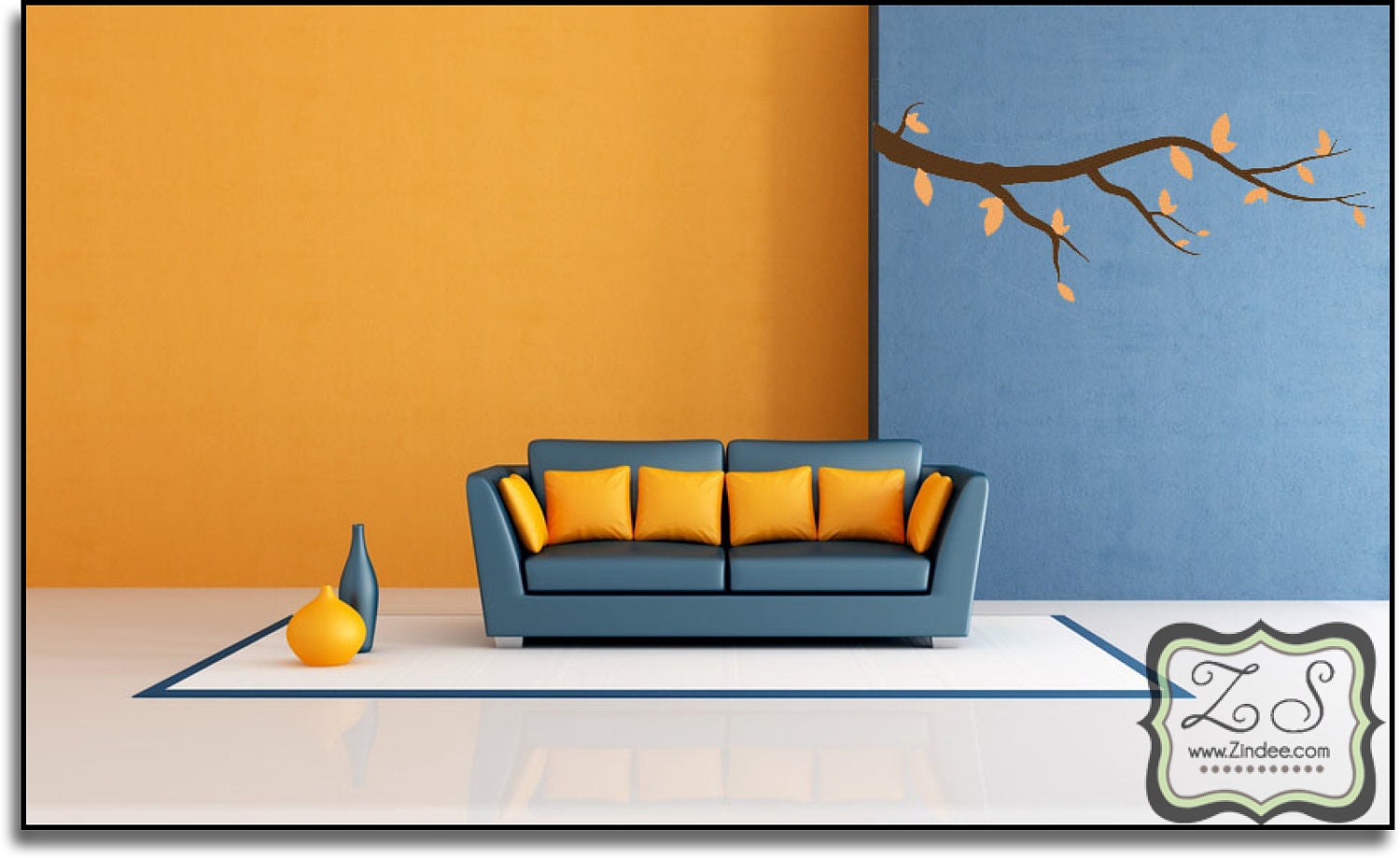 Branch with leaves (11 branch options) 24"wide- Vinyl Wall Art/ vinyl decal for walls, tiles, doors, windows, mirrors, crafts, and more