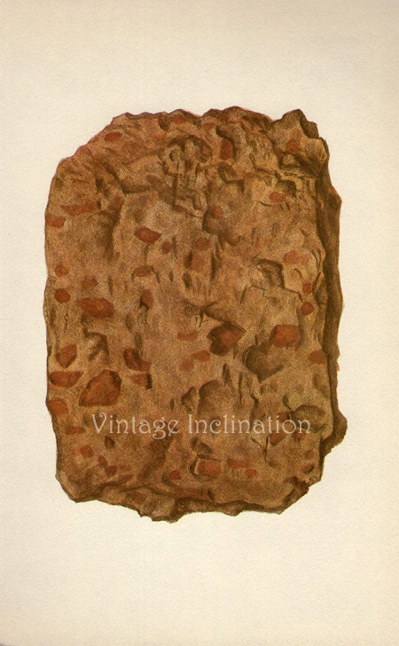 Antique Prints, 1950s  Precious Stones and Minerals, beautiful wall art vintage coloured illustration gems jewels