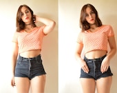 90's Orange Geometric Crop Top