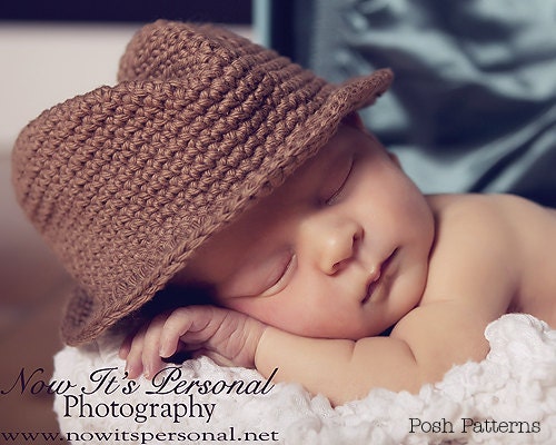 Crochet PATTERN Baby Fedora Little Man Hat Cowboy Hat PDF 204 - Newborn to Adult - Permission To Sell Finished Items - Photography Prop