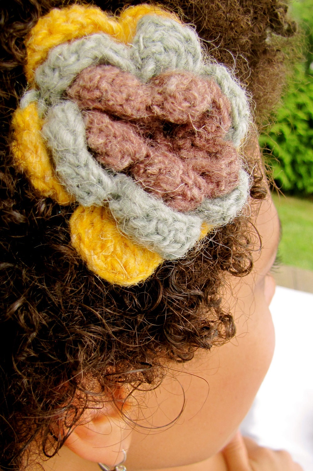 Handmade Knit Flower Tibetan Hair Accessories
