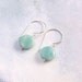 Gemstone Earrings, Blue Earrings, Sterling Silver Earrings, french hooks, amazonite, fall fashion, 925, coin, round