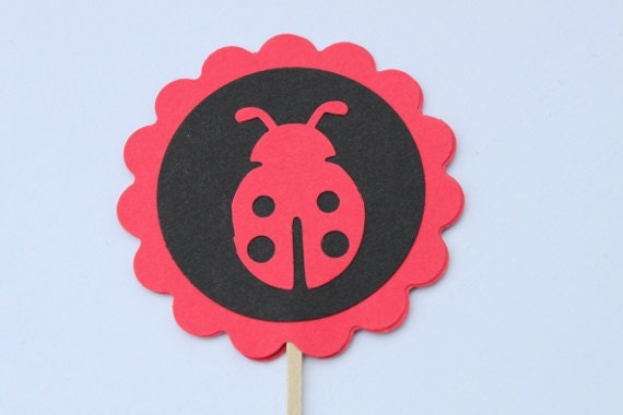 Ladybug Cupcake Toppers- Baby Shower, Bridal Shower, Birthday Party