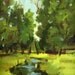 ACEO River and trees PRINT. Traditional landscape of trees and river in Idaho, near Rexburg.