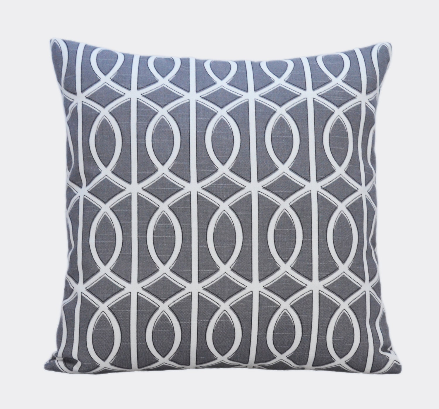 Geometric Pillow Gray - Chain - Lattice - Gray and White Pillow Cover, 18 inch Pillow, Contemporary, Modern, Geometric Lattice Pillow