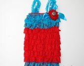 Red and Turquoise Lace Newborn Baby,Toddler, Girl Petti Romper Photo Prop Dr. Suess
