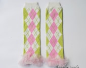 Pink and Green Argyle Baby Leg Wamers