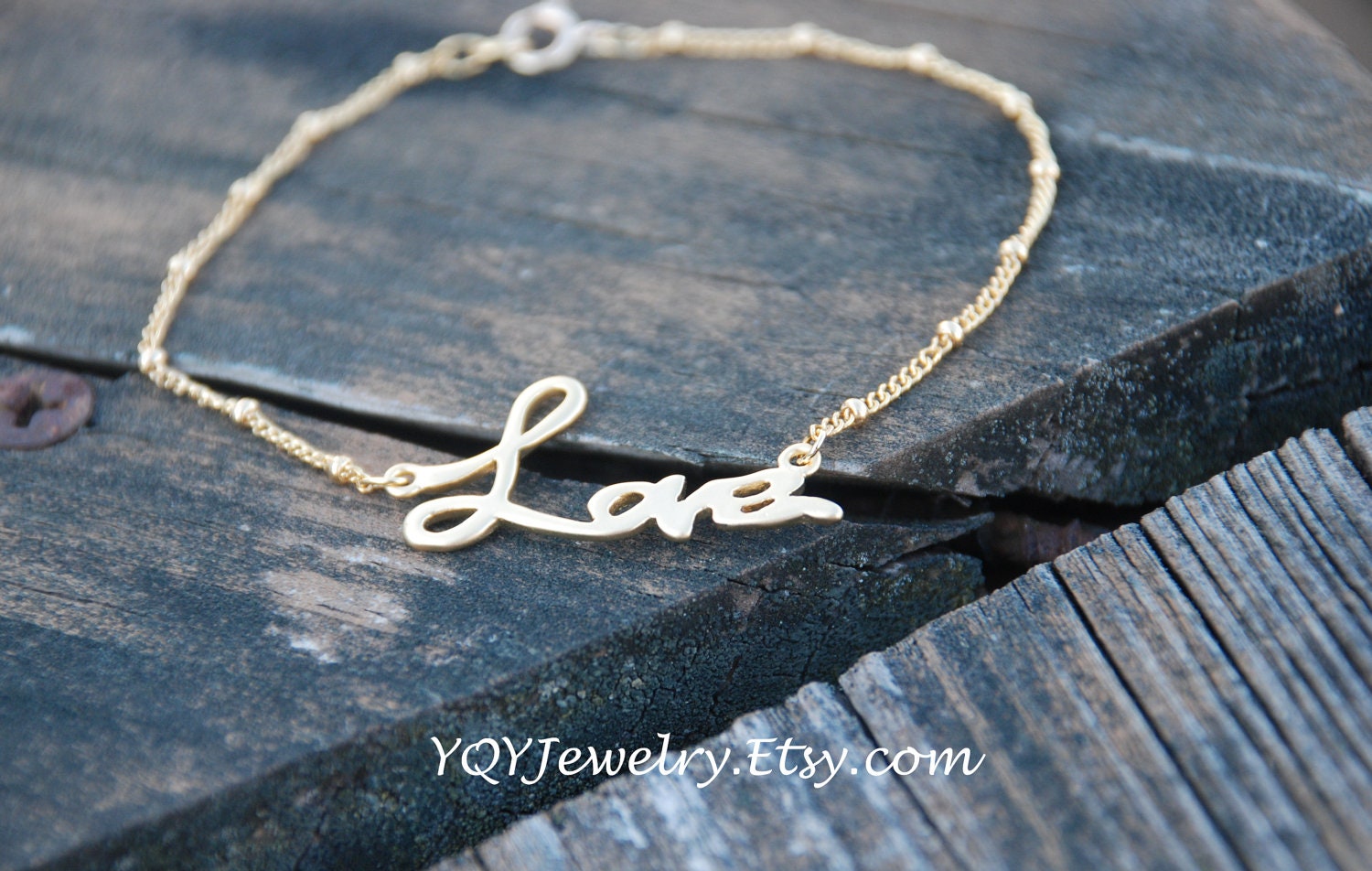 Forever LOVE 14k Gold Filled Chain Bracelet, Love bracelet, 14K gold Bracelet, Bridal Jewelry, Bridesmaids gifts, Birthday Gift