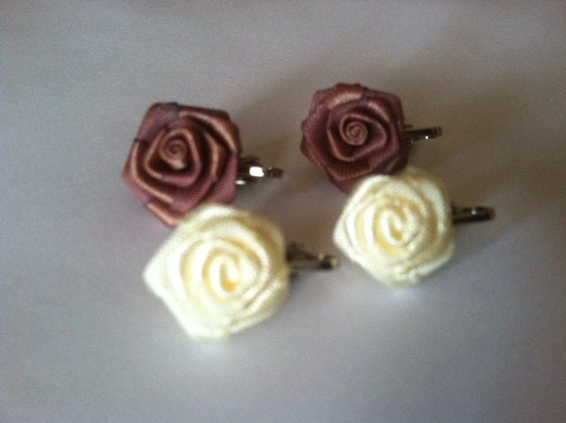 Katies Ivory Rose Earrings clip on