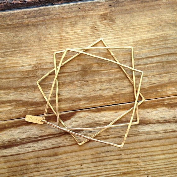 Square bangle bracelets in gold, gold square bangle bracelets, bangle bracelets