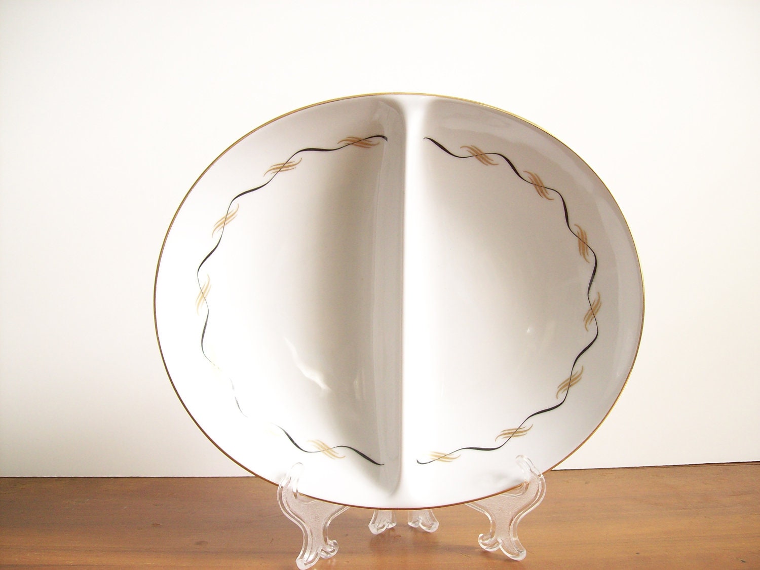 Mid Century Modern Serving Dish, Divided Vegetable Dish, Narumi Heritage